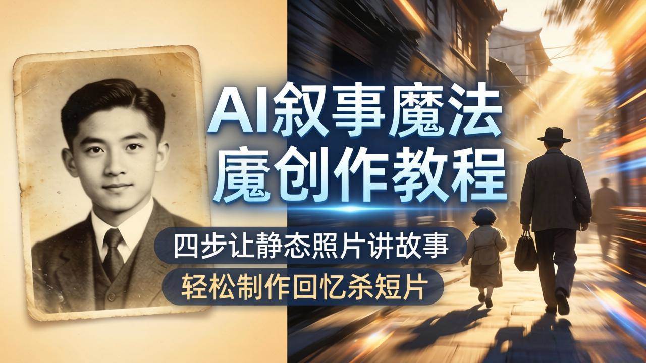 （18208期）AI叙事魔法创作教程，四步让静态照片讲故事，老照片修复加动态特效，轻松制作回忆杀短片-佳佳云创网