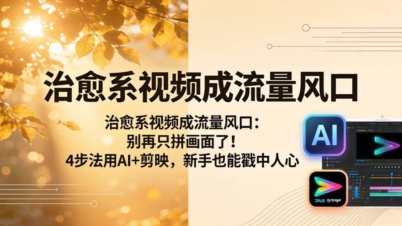 （18219期）治愈系视频成流量风口：别再只拼画面了！4步法用AI+剪映，新手也能戳中人心-佳佳云创网