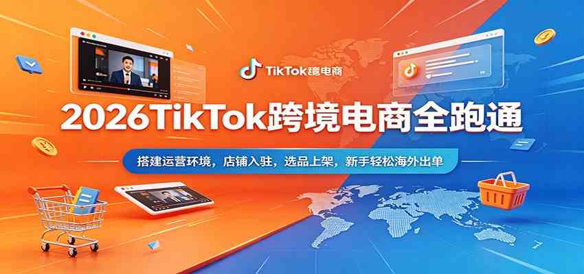 2026TikTok跨境电商全跑通：搭建运营环境，店铺入驻，选品上架，新手轻松海外出单-佳佳云创网