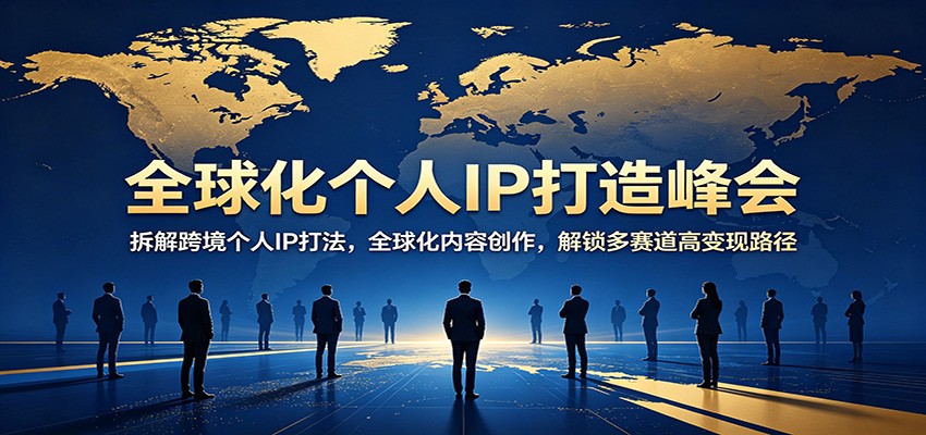 全球化个人IP打造峰会：拆解跨境个人IP打法，全球化内容创作，解锁多赛道高变现路径-佳佳云创网