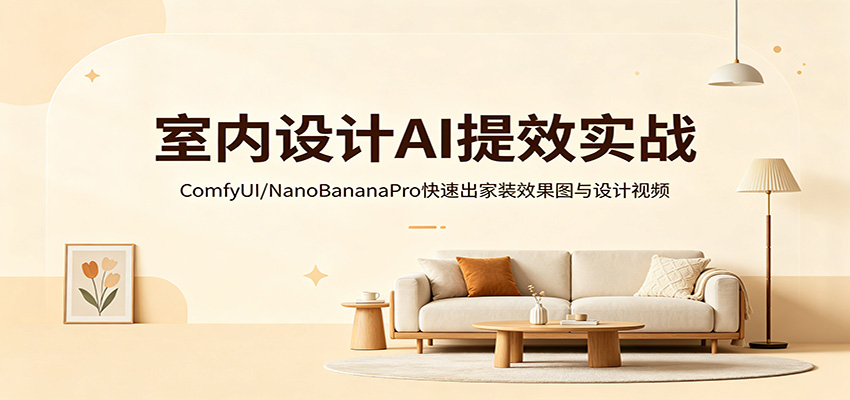 室内设计AI提效实战：ComfyUI/NanoBananaPro快速出家装效果图与设计视频-佳佳云创网