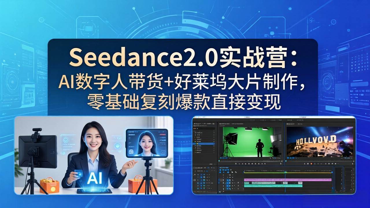 （18238期）Seedance2.0实战营：AI数字人带货+好莱坞大片制作，零基础复刻爆款直接变现-佳佳云创网