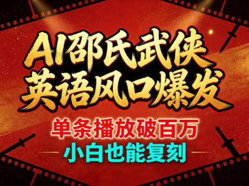 AI邵氏武侠英语风口爆发，单条播放破百万，小白也能复刻-佳佳云创网