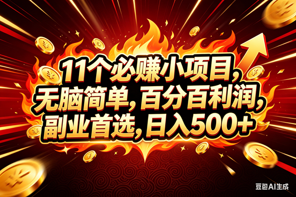 （18245期）11个必赚钱的小项目，百分百赚米，无脑简单，副业首选，日入300+-佳佳云创网