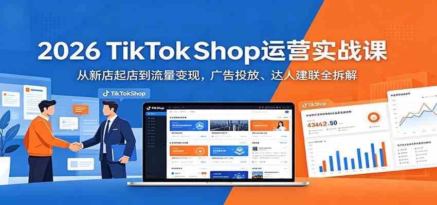 2026 TikTokShop运营实战课：从新店起店到流量变现，广告投放、达人建联全拆解-佳佳云创网