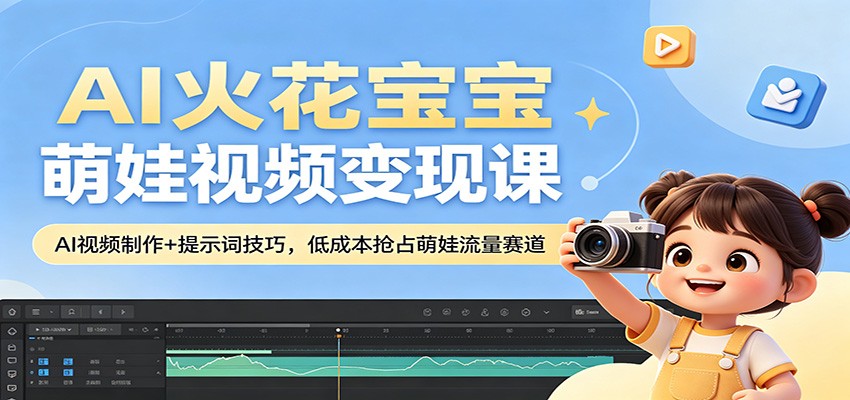 AI火花宝宝萌娃视频变现课：AI视频制作+提示词技巧，低成本抢占萌娃流量赛道-佳佳云创网