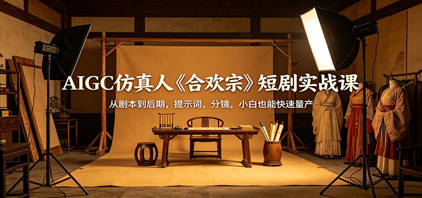 AIGC仿真人《合欢宗》短剧实战课：从剧本到后期，提示词，分镜，小白也能快速量产-佳佳云创网