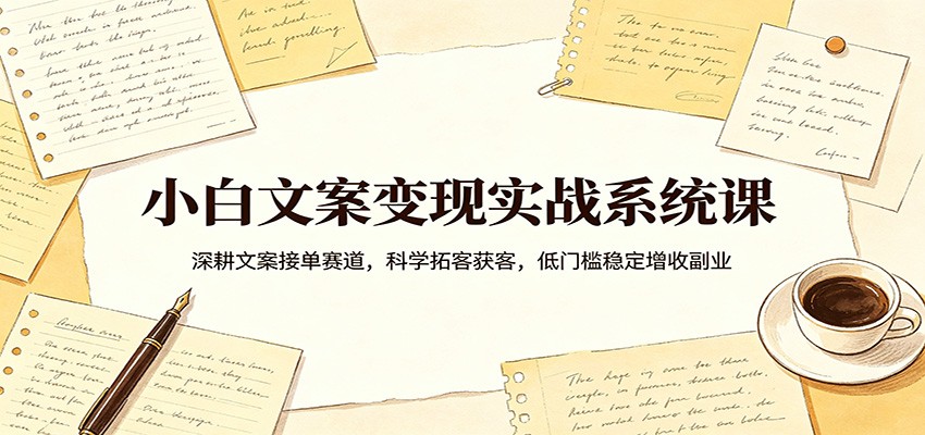 小白文案变现实战系统课：深耕文案接单赛道，科学拓客获客，低门槛稳定增收副业-佳佳云创网