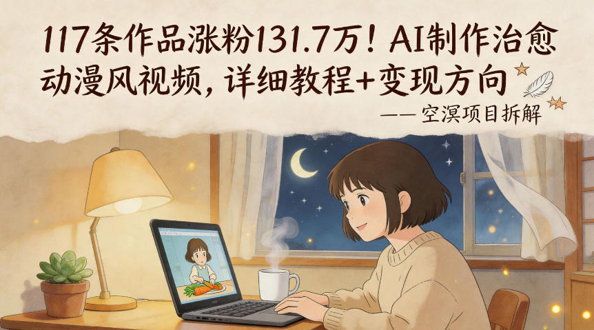 117条作品涨粉131.7W！AI制作治愈动漫风视频，详细教程+变现方向-佳佳云创网