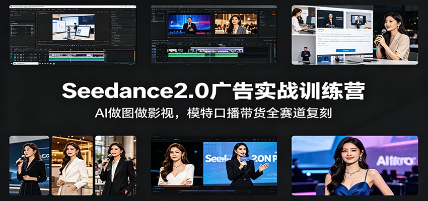 Seedance2.0广告实战训练营：AI做图做影视，模特口播带货全赛道复刻-佳佳云创网