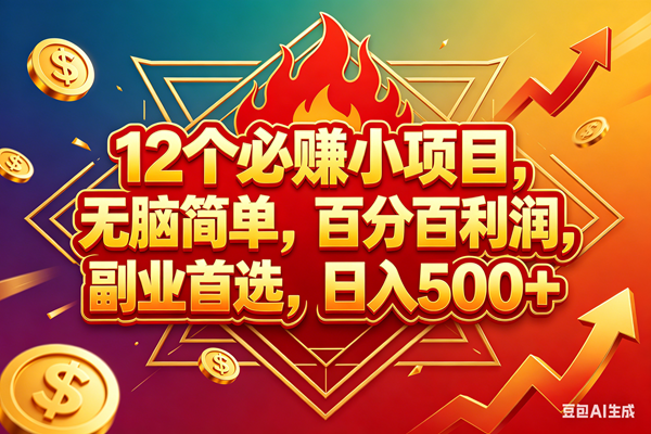 （18272期）12个必赚钱的小项目，百分百赚米，无脑简单，副业首选，日入600+-佳佳云创网