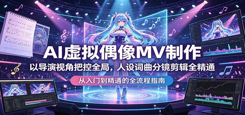 AI虚拟偶像MV制作：以导演视角把控全局，人设词曲分镜剪辑全精通-佳佳云创网