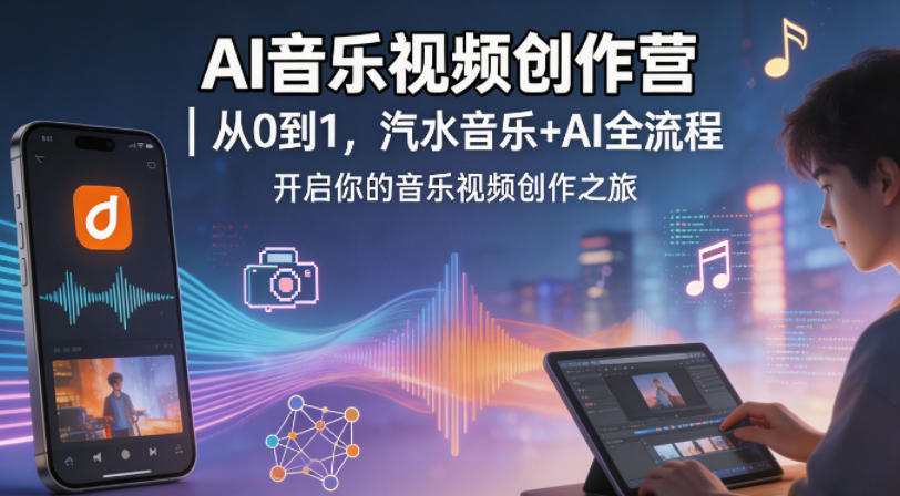 AI音乐视频创作营｜从0到1，汽水音乐+AI全流程，开启你的音乐视频创作之旅-佳佳云创网