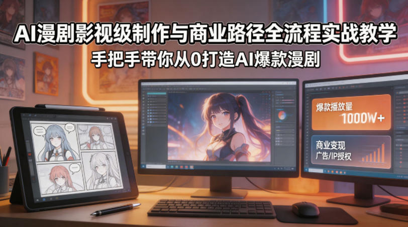 AI漫剧影视级制作与商业路径全流程实战教学，手带你从0打造AI爆款漫剧-佳佳云创网