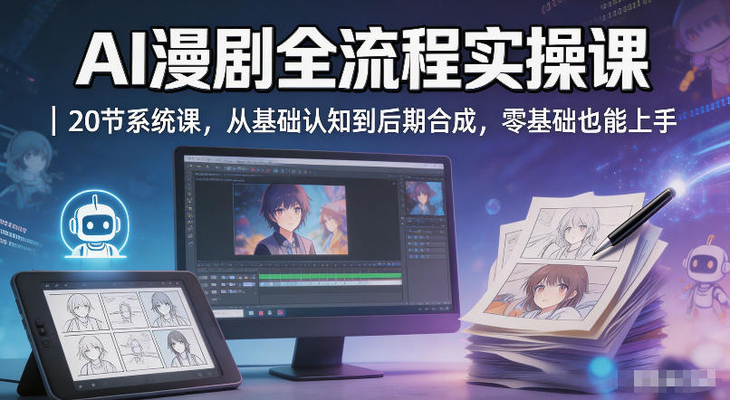 AI漫剧全流程实操课｜20节系统课，从基础认知到后期合成，零基础也能上手-佳佳云创网