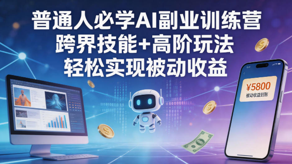 普通人必学AI副业训练营跨界技能+高阶玩法轻松实现被动收益-佳佳云创网