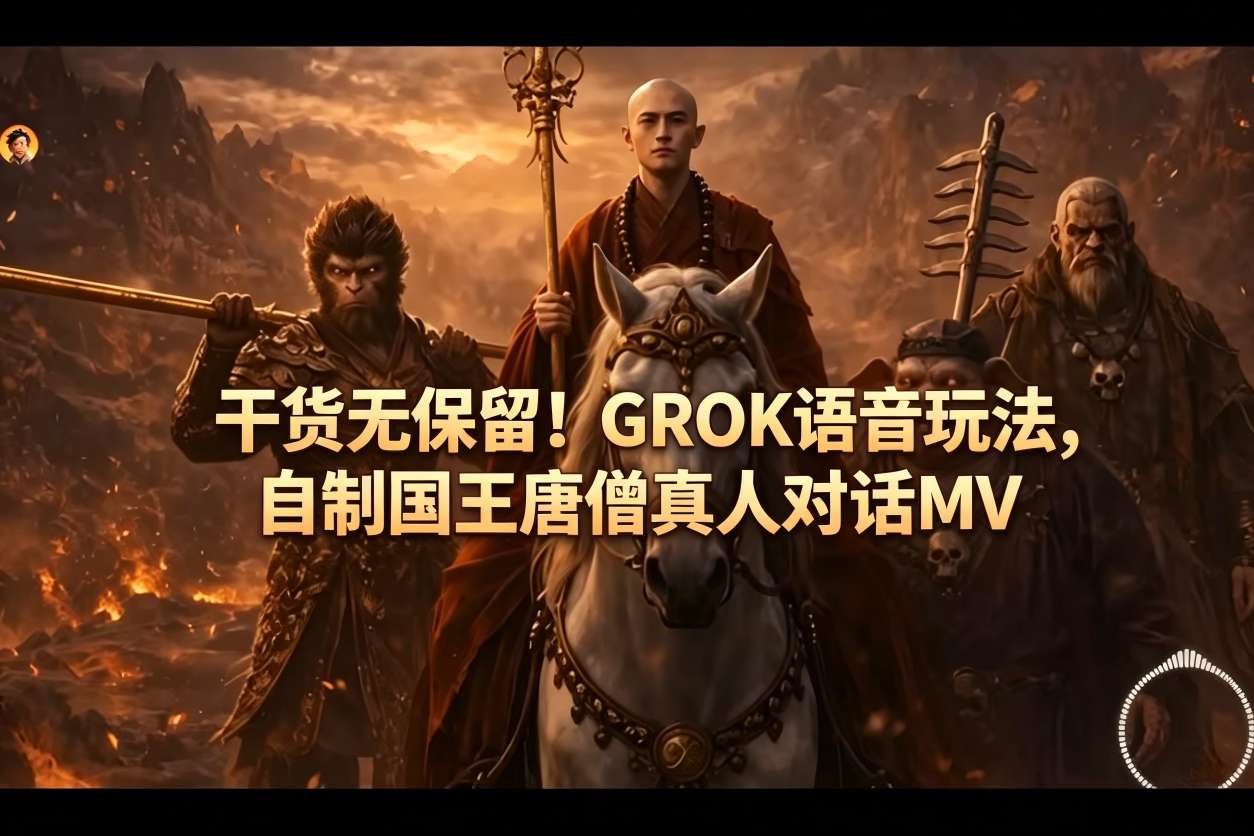 干货无保留！GROK语音玩法，自制国王唐僧真人对话MV-佳佳云创网