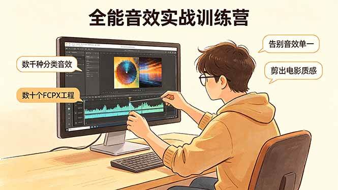 （18287期）全能音效实战训练营：数千种分类音效+数十个FCPX工程，告别音效单一，剪出电影质感-佳佳云创网