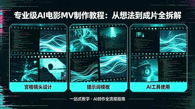 （18295期）专业级AI电影MV制作教程，从想法到成片全拆解，宫格镜头+提示词模板+AI工具一站式教学-佳佳云创网