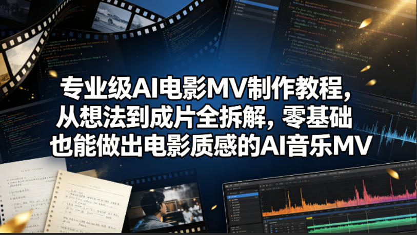 专业级AI电影MV制作教程，从想法到成片全拆解，零基础也能做出电影质感的AI音乐MV-佳佳云创网