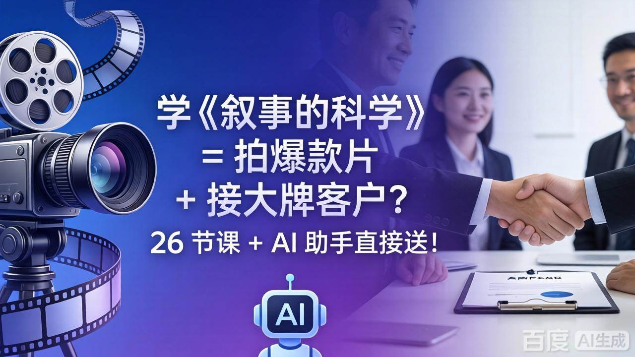 （18302期）学《叙事的科学》= 拍爆款片 + 接大牌客户？26 节课 + AI 助手直接送！-佳佳云创网