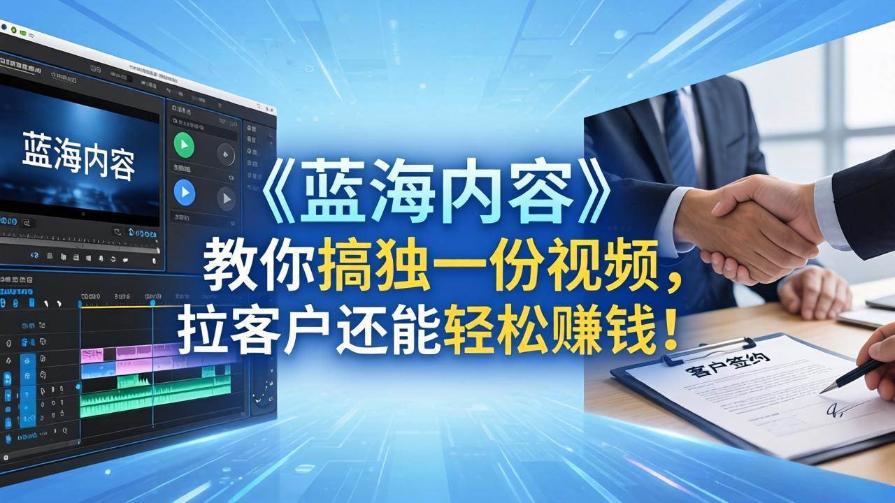 （18301期）做视频卷不动了？《蓝海内容》教你搞独一份视频，拉客户还能轻松赚钱！-佳佳云创网