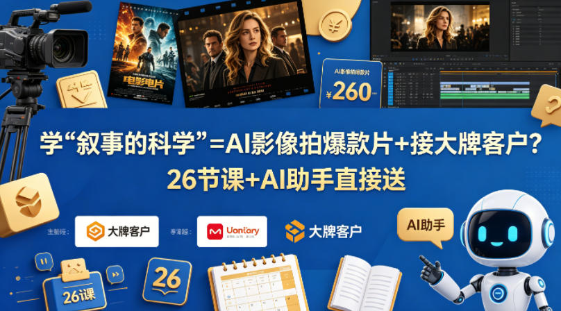 学《叙事的科学》=AI影像拍爆款片+接大牌客户？26节课+AI助手直接送【原创双语字幕】-佳佳云创网