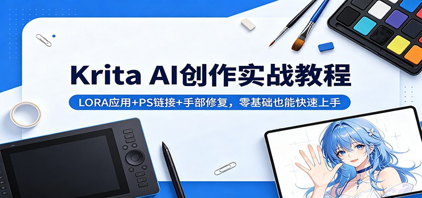 Krita AI创作实战教程：LORA应用+PS链接+手部修复，零基础也能快速上手-佳佳云创网