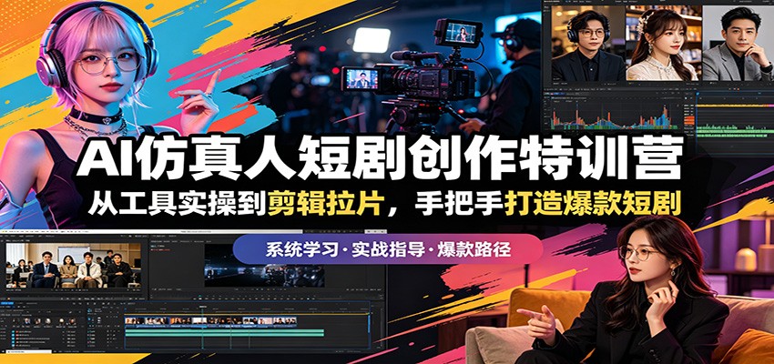 AI仿真人短剧创作特训营：从工具实操到剪辑拉片，手把手打造爆款短剧-佳佳云创网