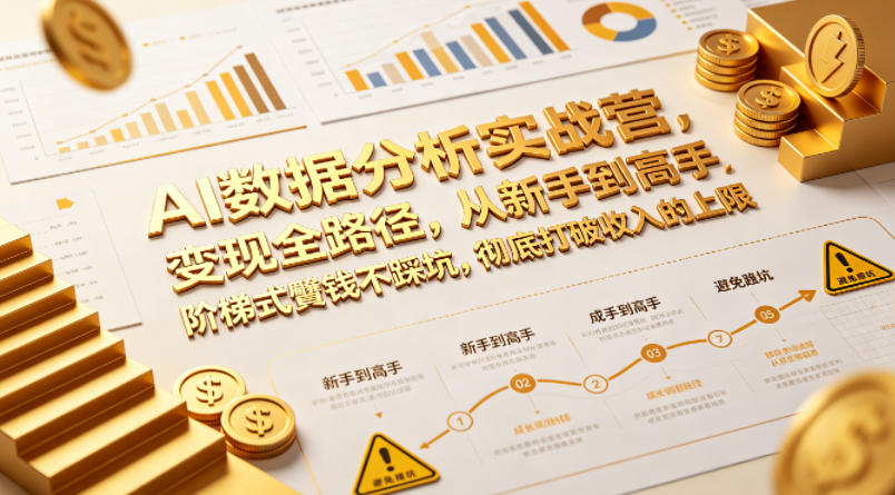 AI数据分析实战营，变现全路径，从新手到高手，阶梯式賺钱不踩坑，彻底打破收入的上限-佳佳云创网