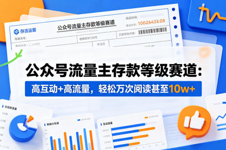 公众号流量主之存款等级赛道，高互动+高流量，轻松达到万次阅读，甚至10w+-佳佳云创网