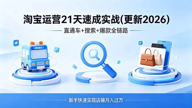 （18316期）淘宝运营21天速成实战(更新4月)，直通车+搜索+爆款全链路，新手快速实现店铺月入过万-佳佳云创网