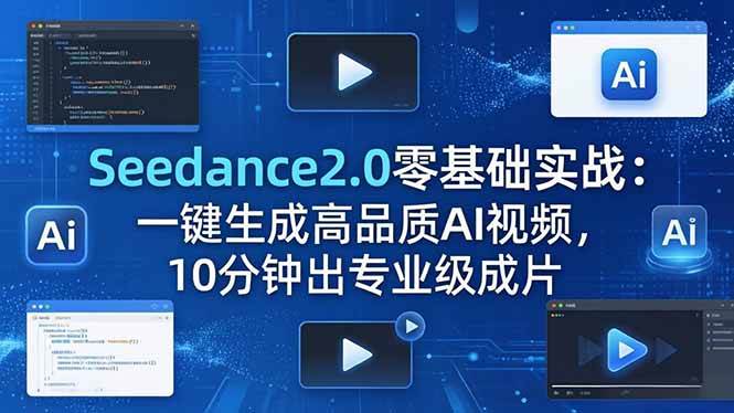 （18323期）Seedance2.0零基础实战：一键生成高品质AI视频，10分钟出专业级成片-佳佳云创网