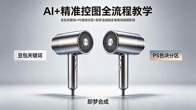 （18331期）AI+精准控图全流程教学 豆包关键词+PS色块分区+即梦合成搞定电商高级摄影图-佳佳云创网