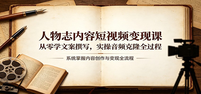 人物志内容短视频变现课：从零学文案撰写，实操音频克隆全过程-佳佳云创网