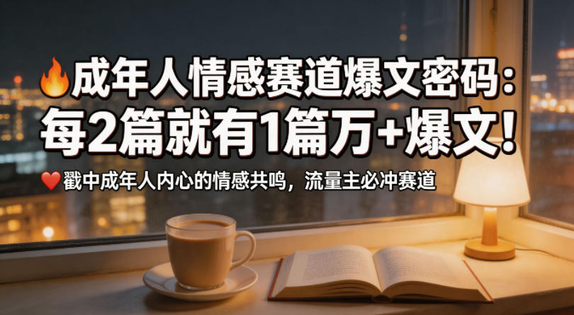 公众号流量主成年人情感心理赛道，流量最大，受众最广的主流赛道之一，平均每2篇就有1篇万爆文章-佳佳云创网