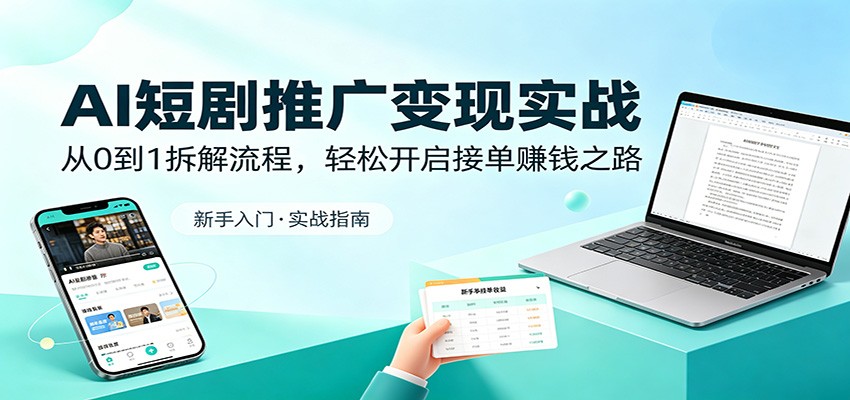 AI短剧推广变现实战：从0到1拆解流程，轻松开启接单赚钱之路-佳佳云创网