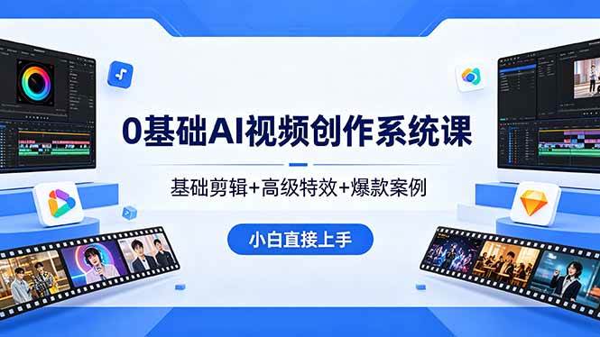 （18354期）0基础AI视频创作系统课，基础剪辑+高级特效+爆款案例，小白直接上手-佳佳云创网