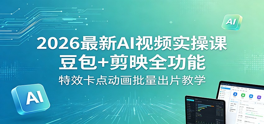 2026最新AI视频实操课：豆包+剪映全功能，特效卡点动画批量出片教学-佳佳云创网