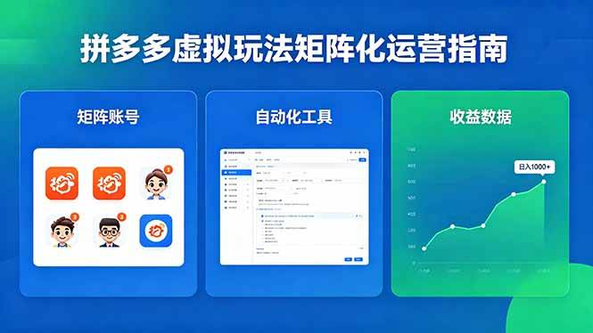 （18361期）闭眼可复制的拼多多虚拟玩法，矩阵化运营，长期稳定日入 1000+-佳佳云创网