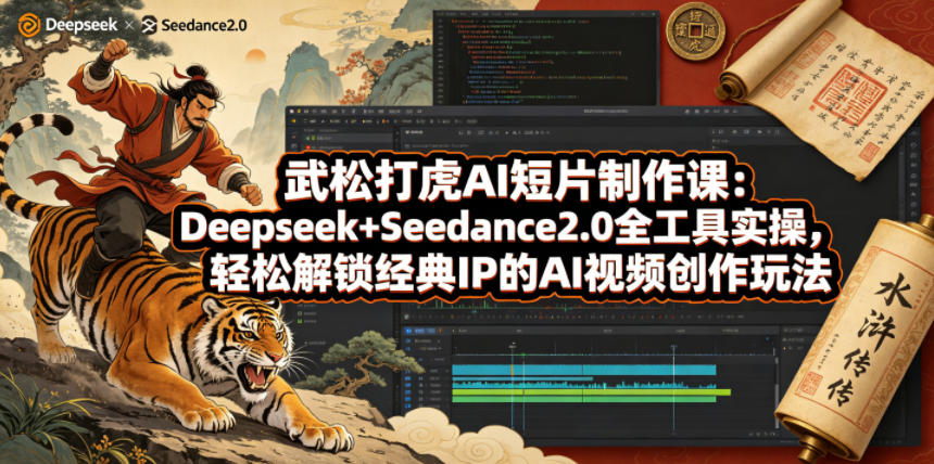 武松打虎AI短片制作课：Deepseek+Seedance2.0全工具实操，轻松解锁经典IP的AI视频创作玩法-佳佳云创网