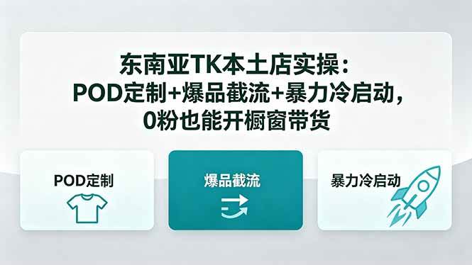 （18381期）东南亚TK本土店实操：POD定制+爆品截流+暴力冷启动，0粉也能开橱窗带货-佳佳云创网