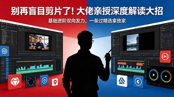（18384期）别再盲目剪片了！大佬亲授深度解读大招，基础进阶双向发力，一条过精选拿独家-佳佳云创网