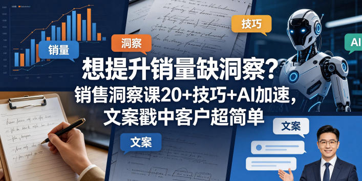 想提升销量缺洞察？销售洞察课20+技巧+AI加速，文案戳中客户超简单【原创双语字幕】-佳佳云创网