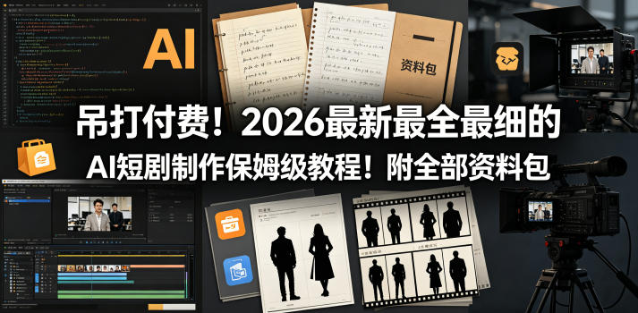 吊打付费！2026最新最全最细的AI短剧制作保姆级教程！附全部资料包-佳佳云创网