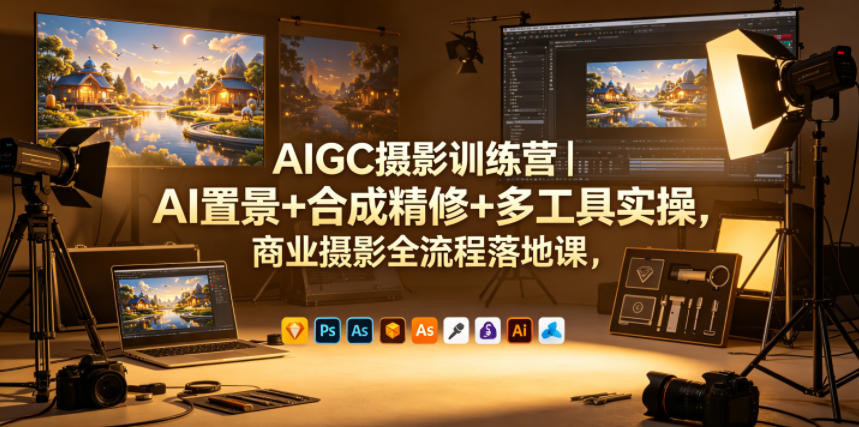 AIGC摄影训练营｜AI置景+合成精修+多工具实操，商业摄影全流程落地课-佳佳云创网