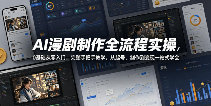 AI漫剧制作全流程实操，0基础从零入门，完整手把手教学，从起号、制作到变现一站式学会-佳佳云创网