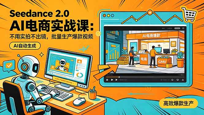 （18433期）Seedance 2.0 AI电商实战课：不用实拍不出镜，批量生产爆款视频打爆GMV-佳佳云创网
