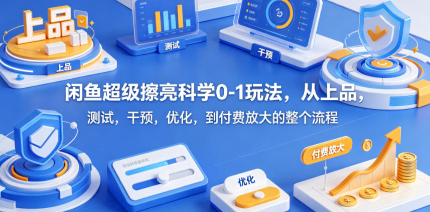 闲鱼超级擦亮科学0-1玩法，从上品，测试，干预，优化，到付费放大的整个流程-佳佳云创网