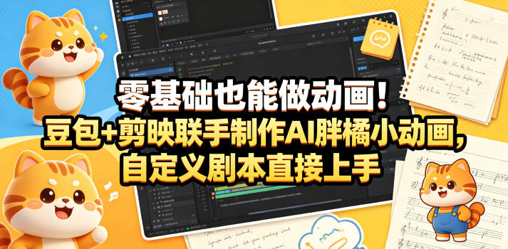 零基础也能做动画！豆包+剪映联手制作AI胖橘小动画，自定义剧本直接上手-佳佳云创网